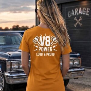 "V8 - loud & proud" - V-Neck Girlie